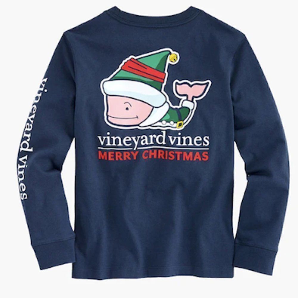 Vineyard Vines Elf Christmas Whale Long Sleeve T Shirt
